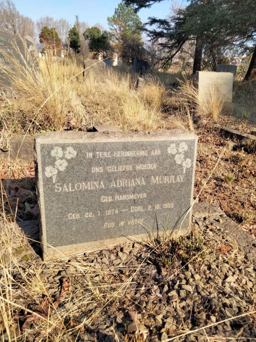 MURRAY Salomina Adriana nee HANSMEYER 1874-1935