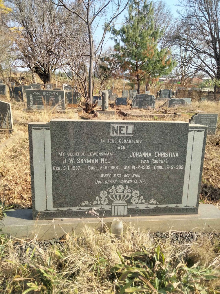 NEL J.W. Snyman 1907-1968 & Johanna Christina VAN ROOYEN 1909-1999