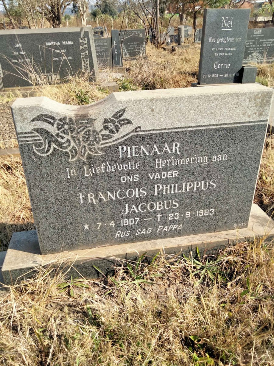 PIENAAR Francois Philippus Jacobus 1907-1983