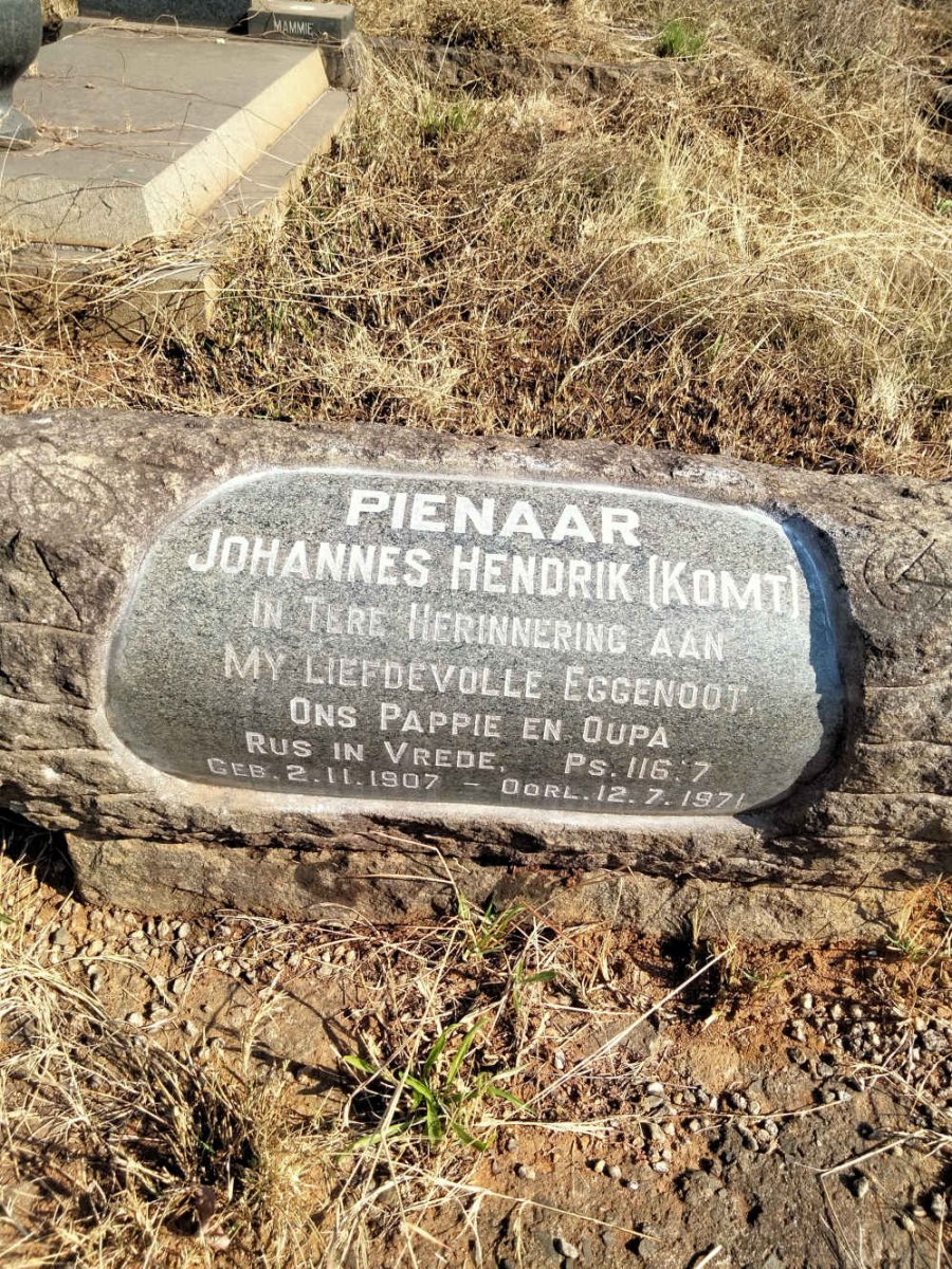 PIENAAR Johannes Hendrik 1907-1971