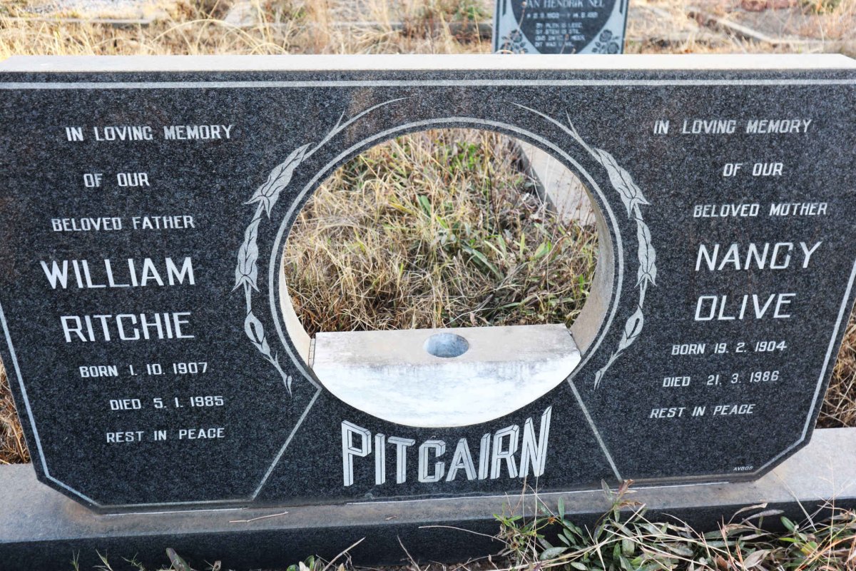 PITCAIRN William Ritchie 1907-1985 & Nancy Olive 1904-1986
