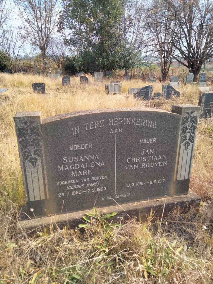 ROOYEN Jan Christiaan, van 1881-1917 & Susanna Magdalena MARE 1885-1963