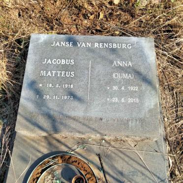 RENSBURG Jacobus Matteus, Janse Van 1918-1973 & Anna 1922-2015