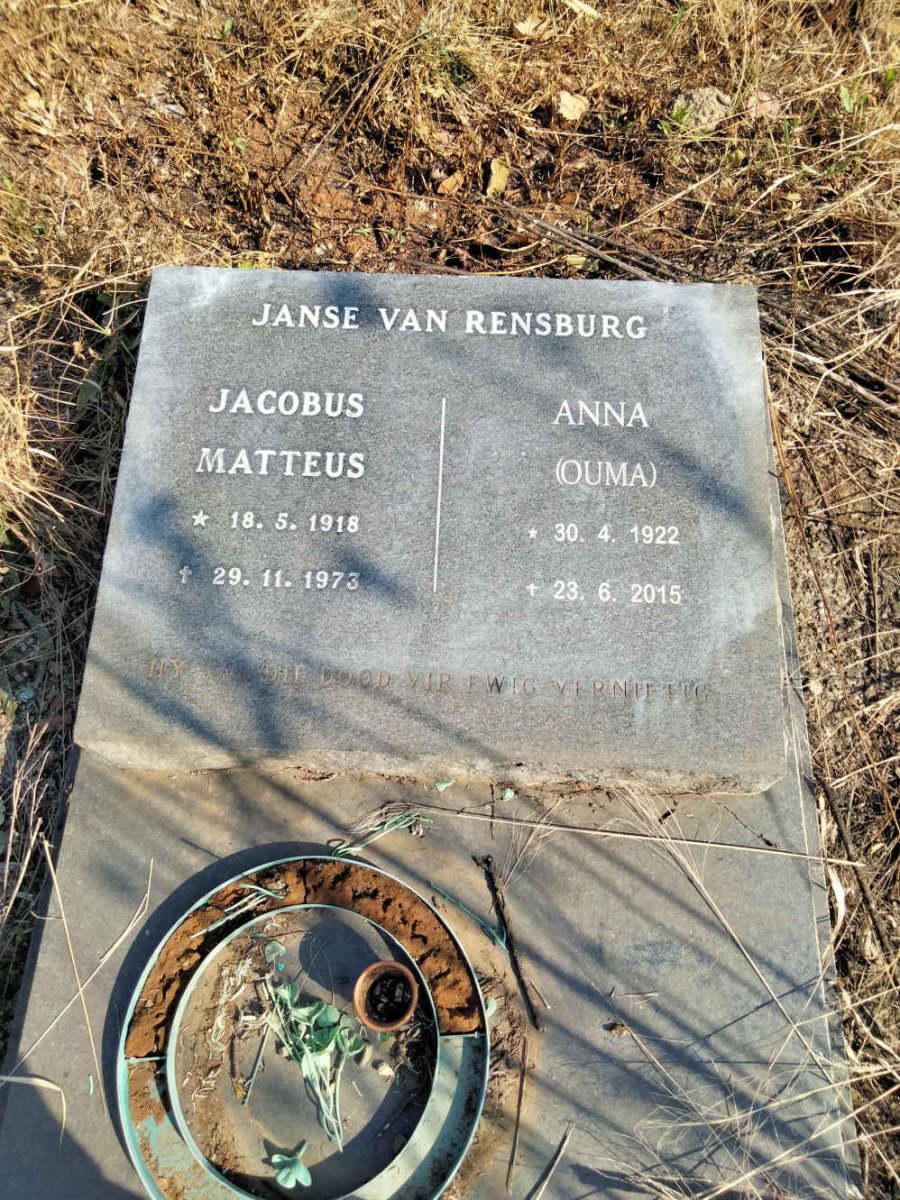 RENSBURG Jacobus Matteus, Janse Van 1918-1973 & Anna 1922-2015