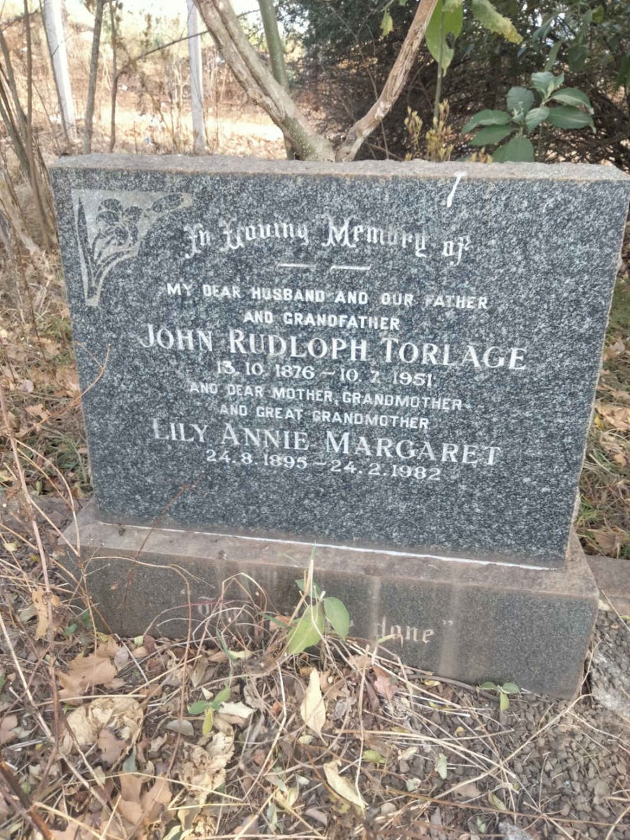 TORLAGE John Rudolph 1876-1951 & Lily Annie Margaret 1895-1982