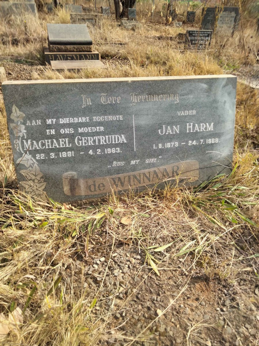 WINNAAR Jan Harm, de 1873-1968 & Machael Gertruida 1881-1963