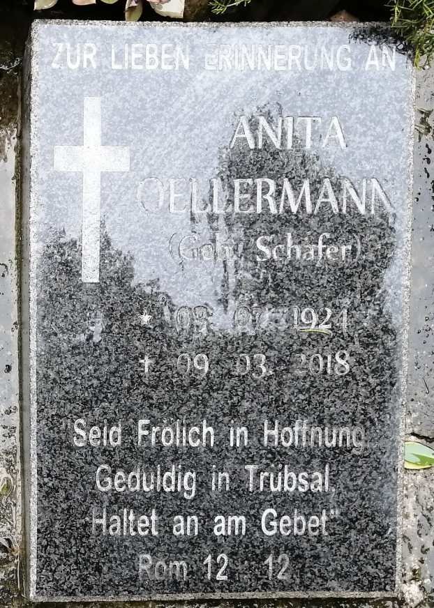 OELLERMANN Anita Emma Wilhelmine nee SCHAFER 1924-2018