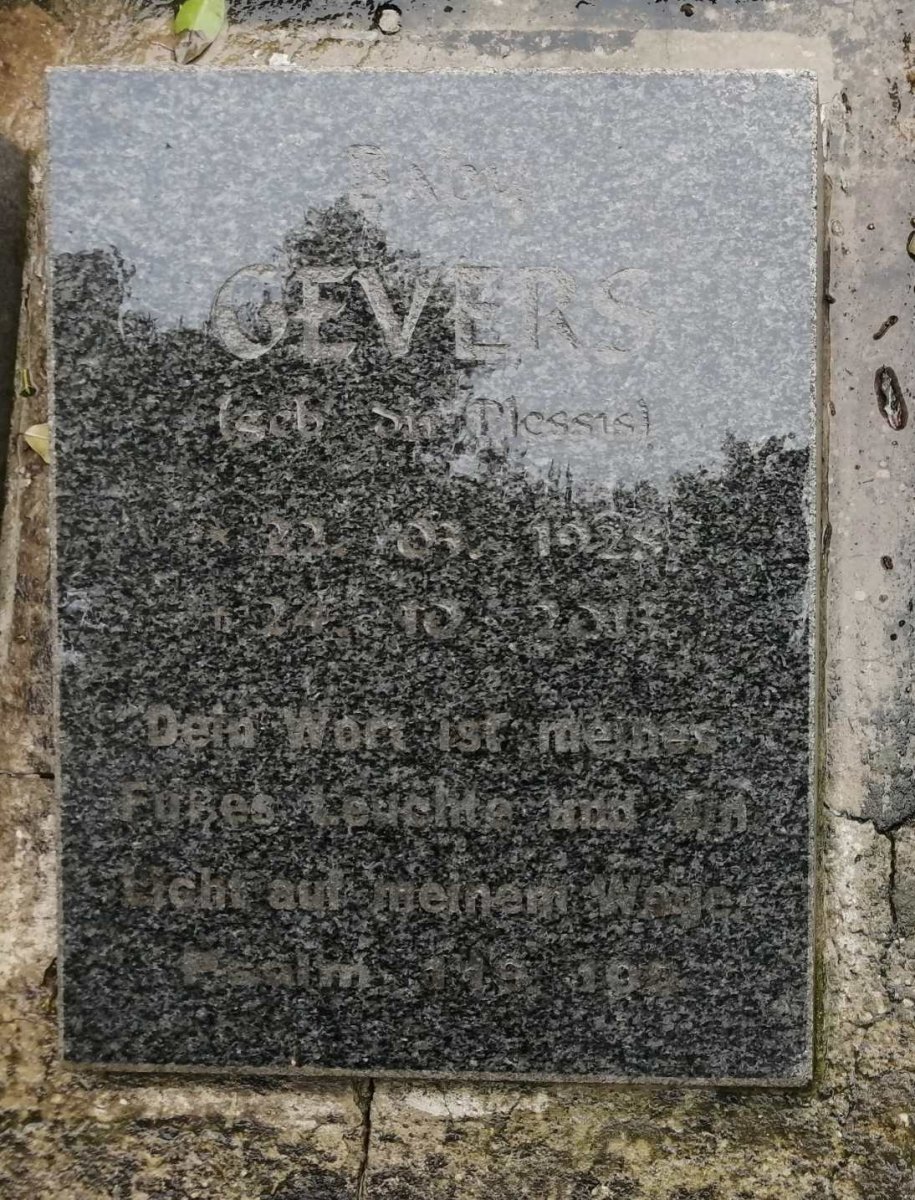 GEVERS Baby nee DU PLESSIS 1928-2013