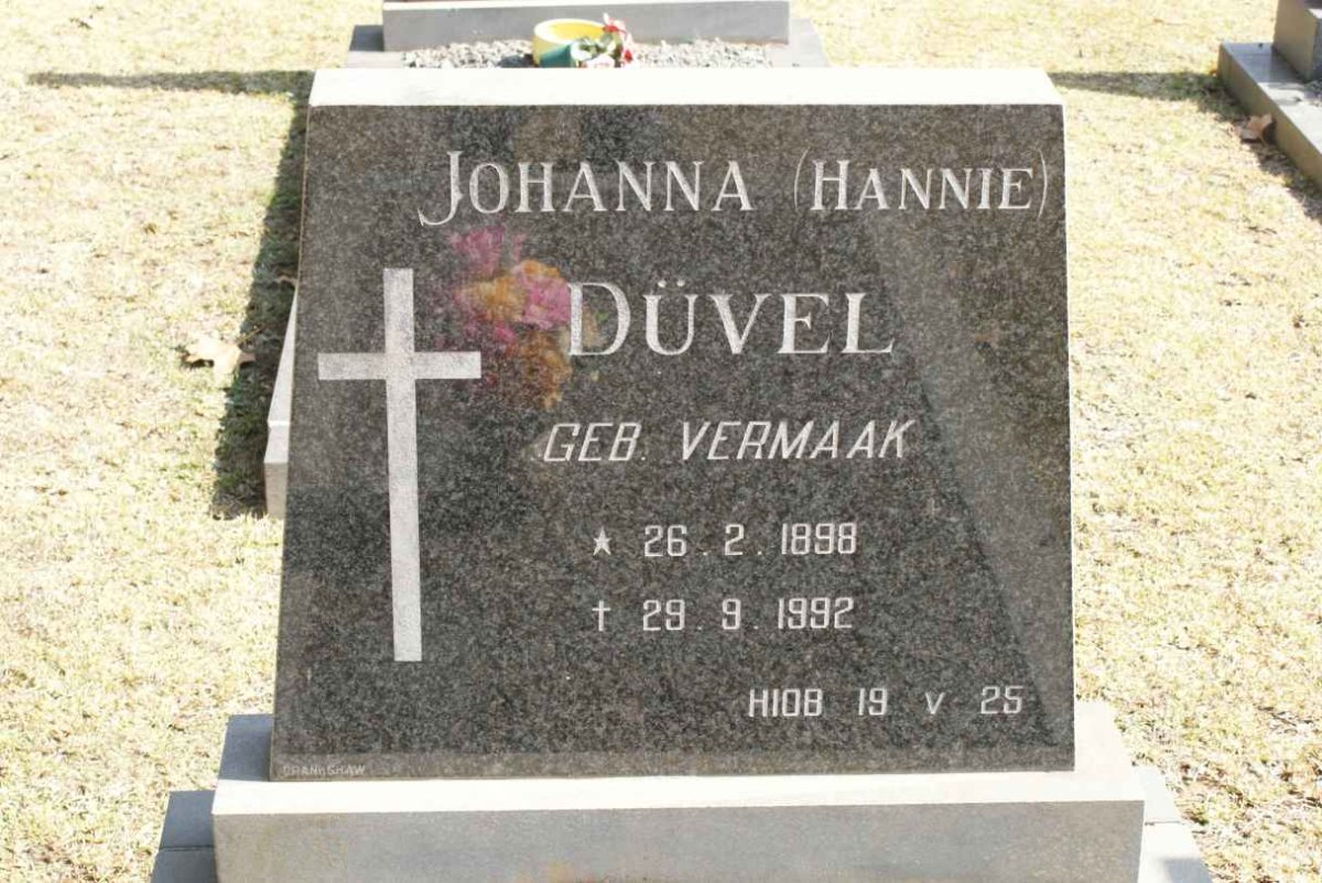 DUVEL Johanna nee VERMAAK 1898-1992