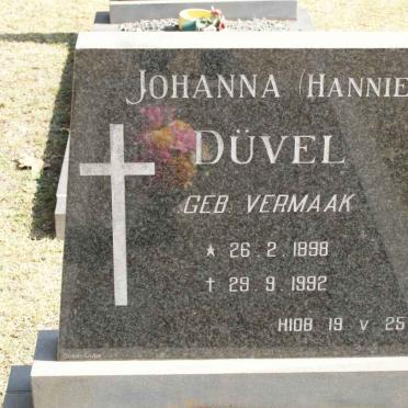 DUVEL Johanna nee VERMAAK 1898-1992