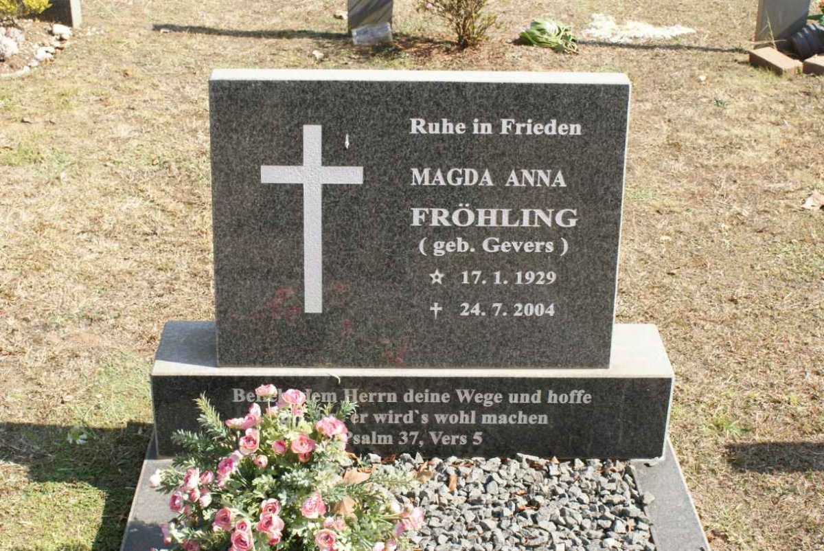 FROHLING Magda Anna nee GEVERS 1929-2004