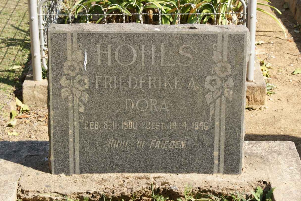 HOHLS Friederike A. Dora 1900-1946