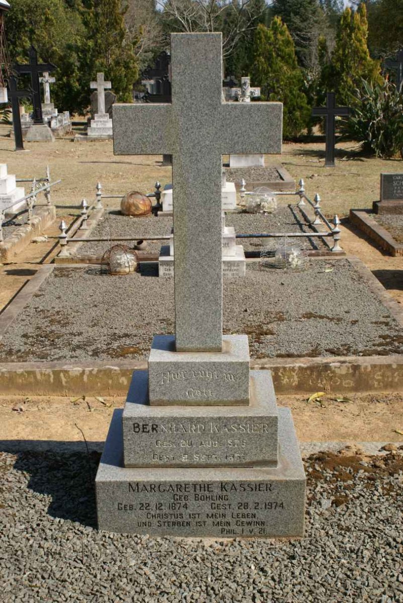 KASSIER Bernhard K. 1876-1937 &amp; Margarethe BOHLING 1874-1974