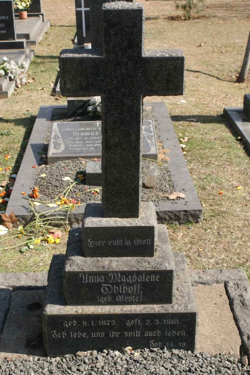 OHLHOFF Anna Magdalene nee CROTE 1872-1961