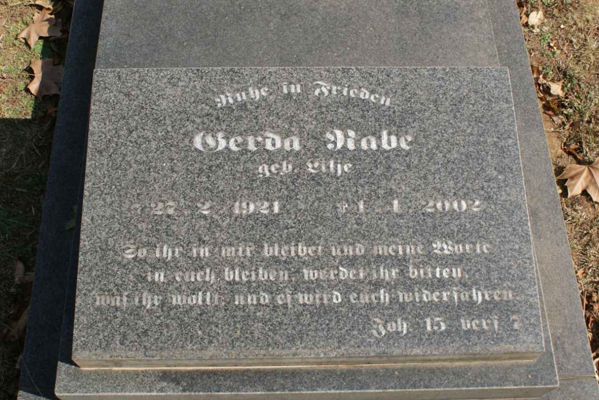 RABE Gerda nee LILJE 1921-2002