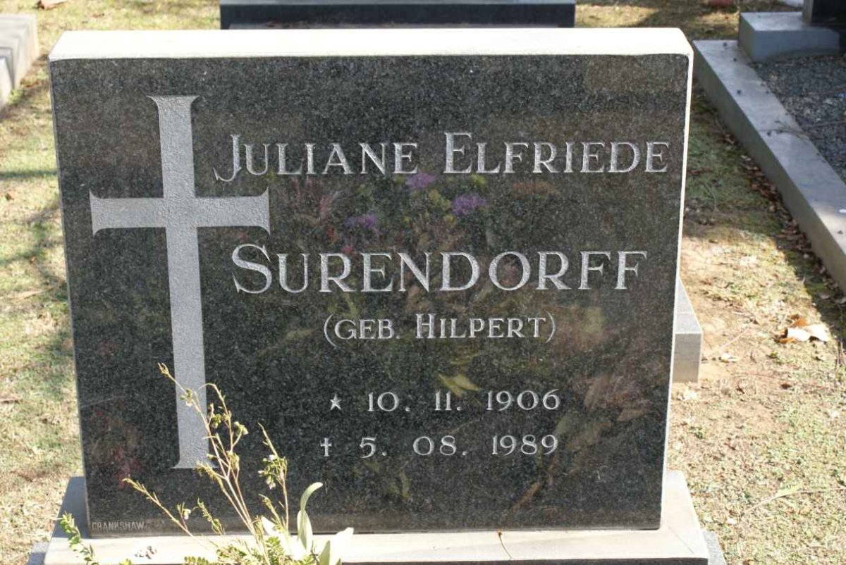 SURENDORFF Juliane Elfriede nee HILPERT 1906-1989