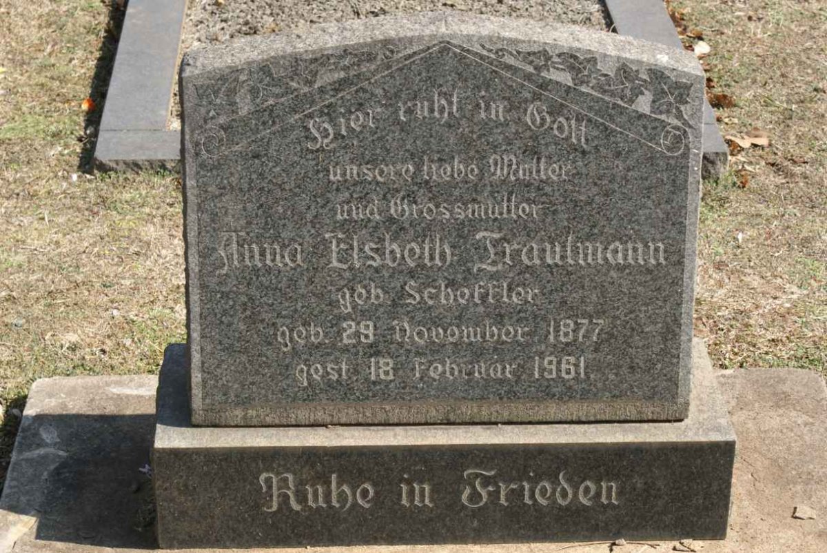 TRAUTMANN Anna Elsbeth nee SCHEFFLER 1877-1961