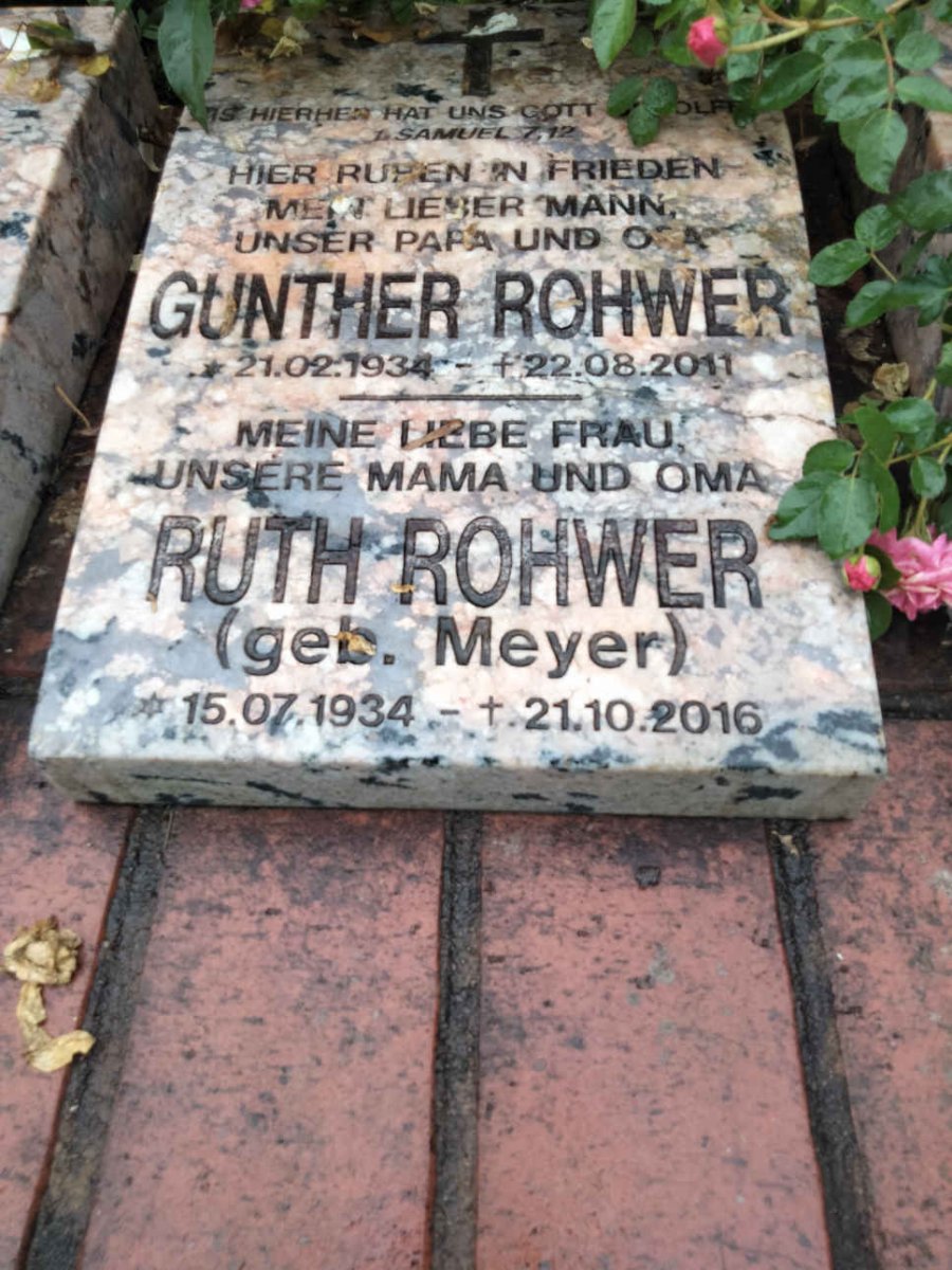 ROHWER Gunther 1934-2011 &amp; Ruth MEYER 1934-2016