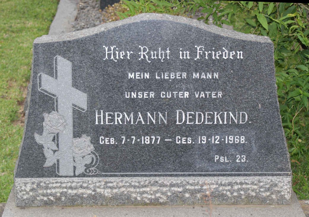DEDEKIND Hermann 1877-1968