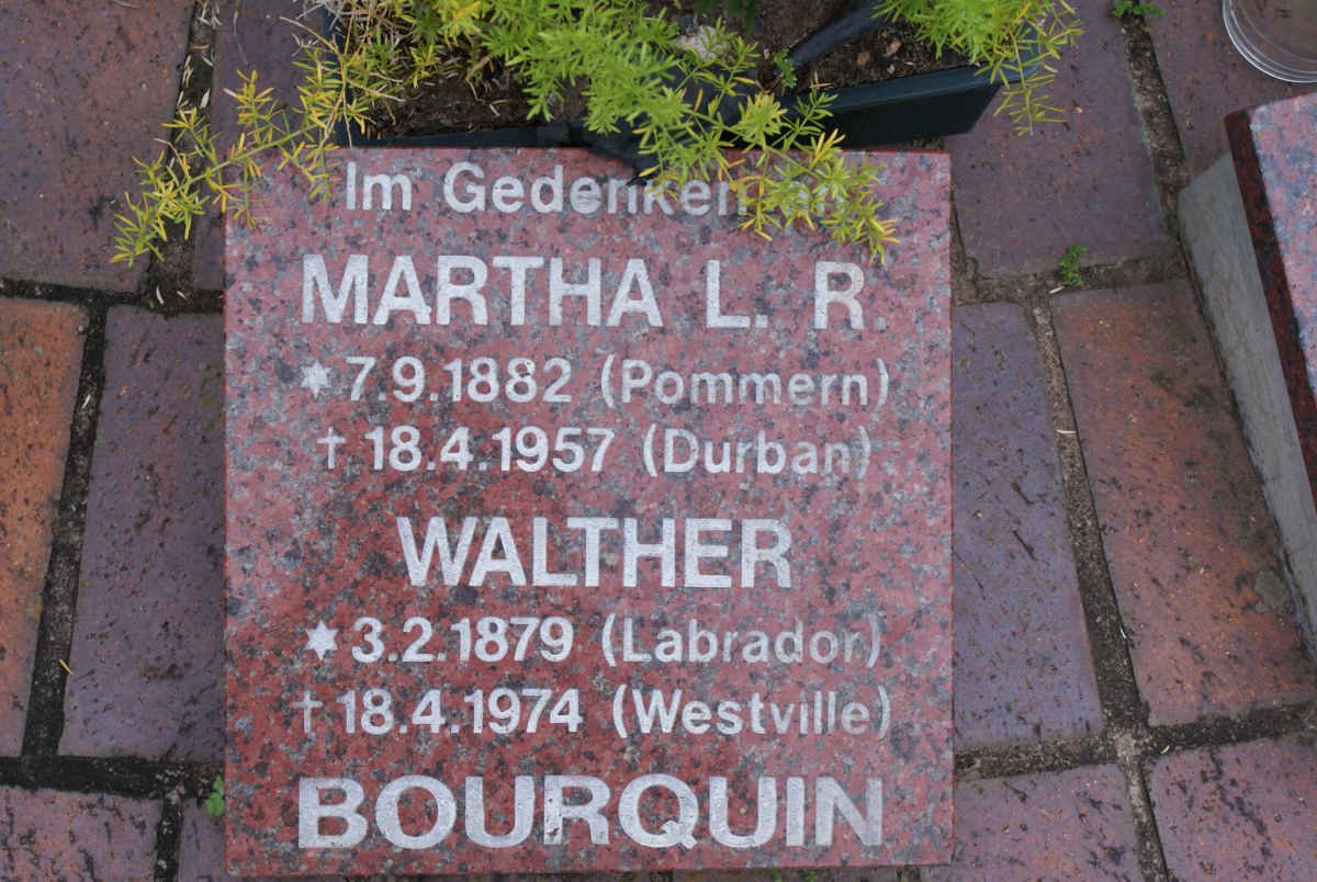 BOURQUIN Walter 1879-1974 &amp; Martha L.R. 1882-1957