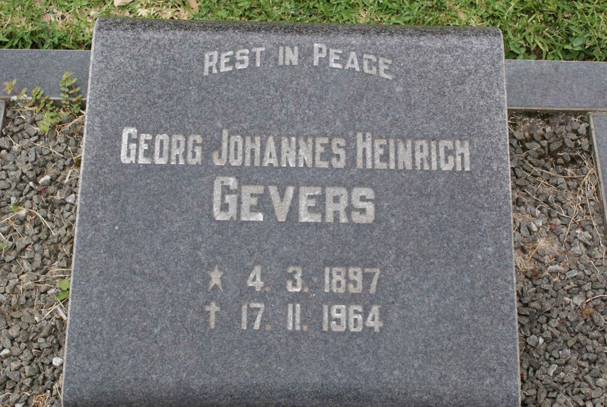 GEVERS Georg Johannes Heinrich 1897-1964