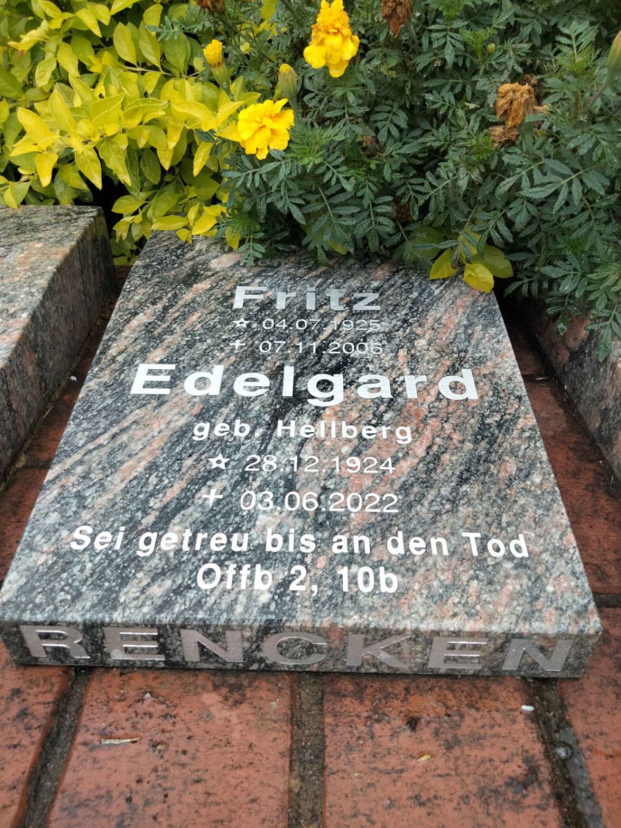 RENCKEN Fritz 1925-2006 &amp; Edelgard HELLBERG 1924-2022