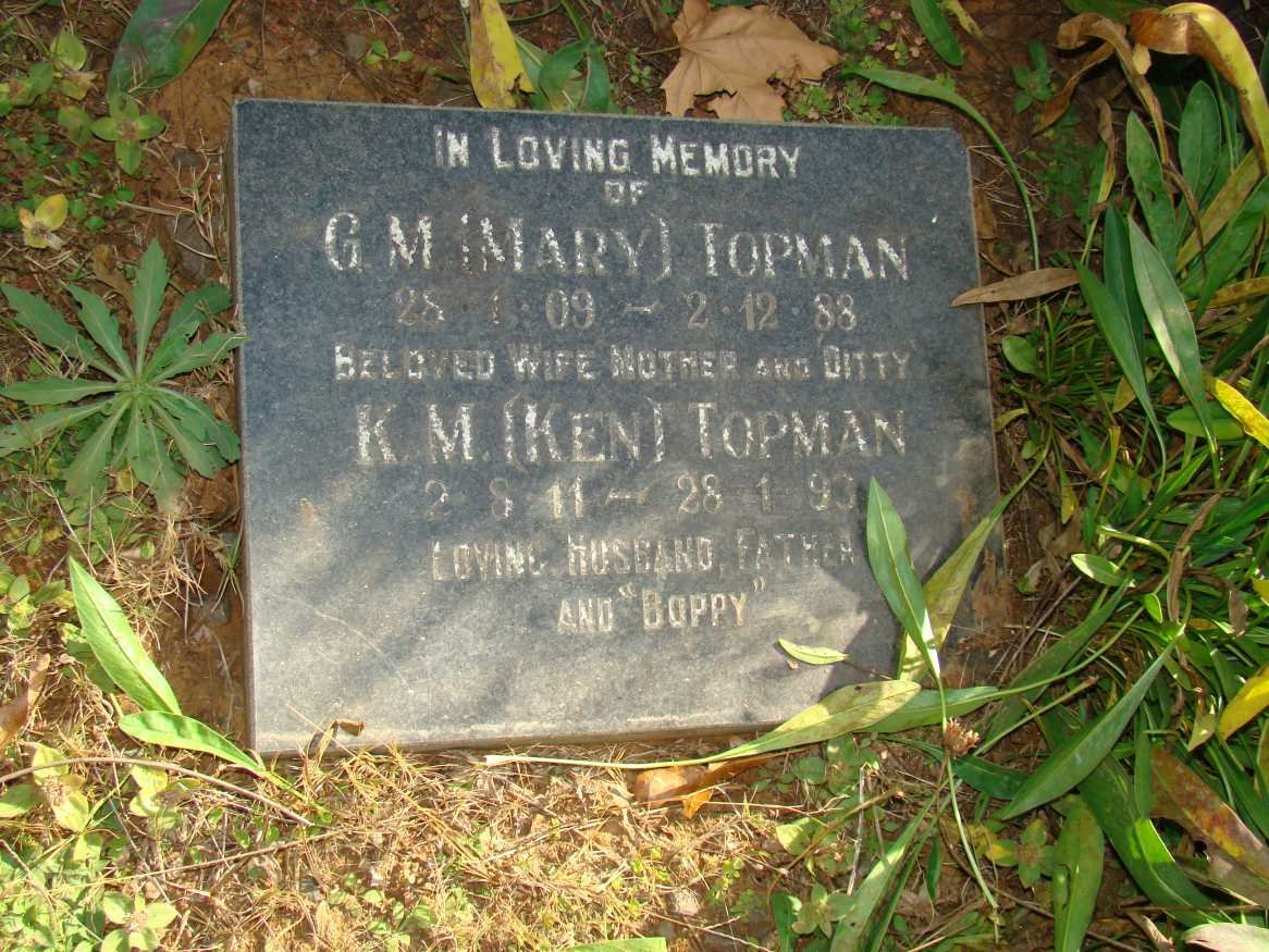 TOPMAN K.M. 1911-1993 &amp; G.M. 1909-1988