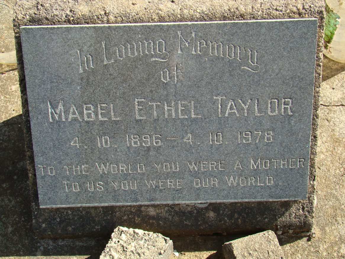 TAYLOR Mabel Ethel 1896-1978