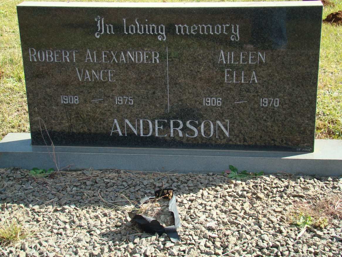 ANDERSON Robert Alexander Vance 1908-1975 &amp; Aileen Ella 1906-1970