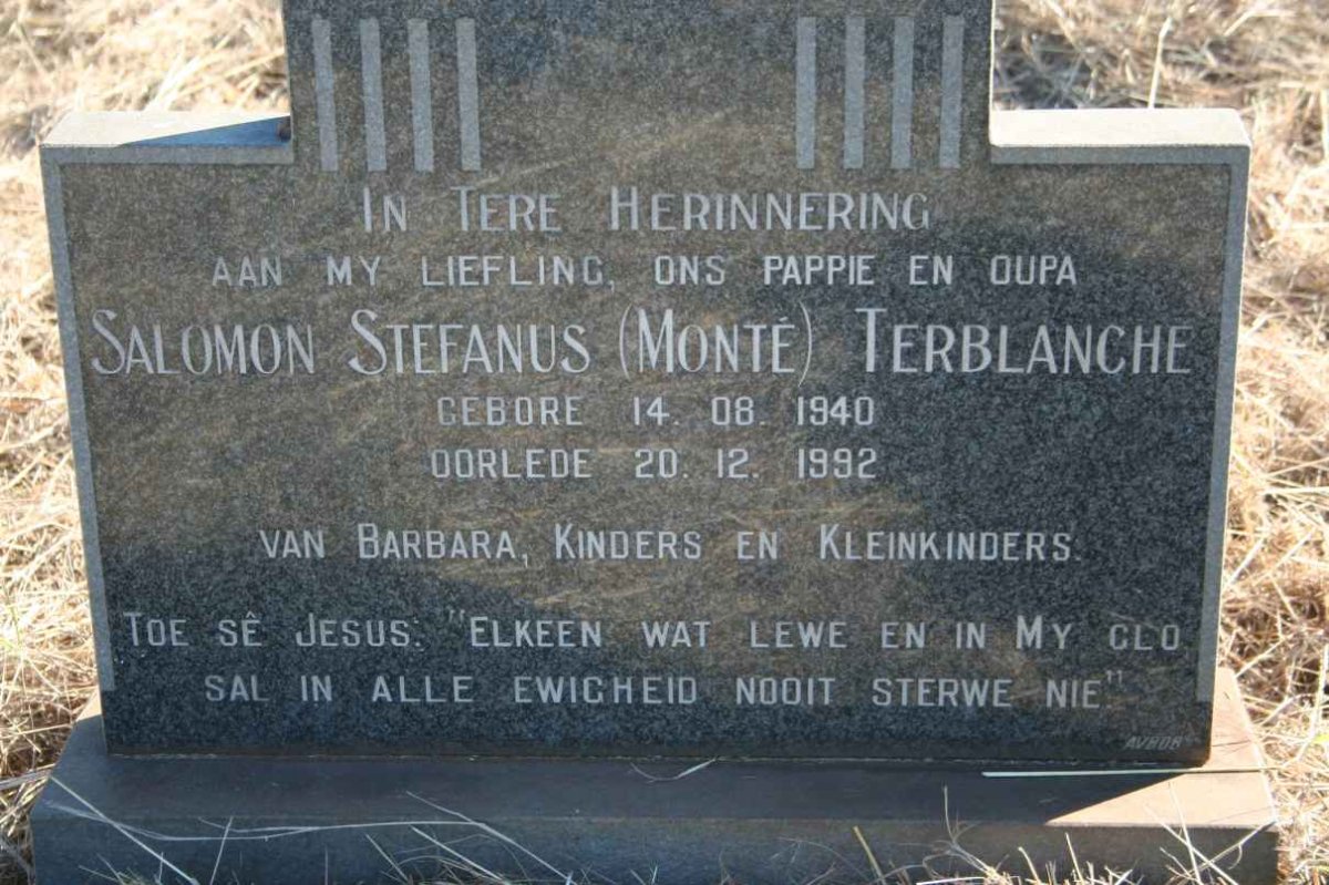 TERBLANCHE Salomon Stefanus 1940-1992