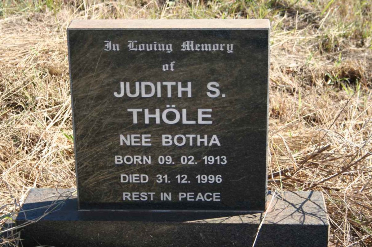 THOLE Judith S. nee BOTHA 1913-1996