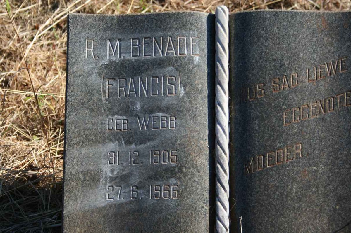 BENADE R.M. nee WEBB 1905-1966