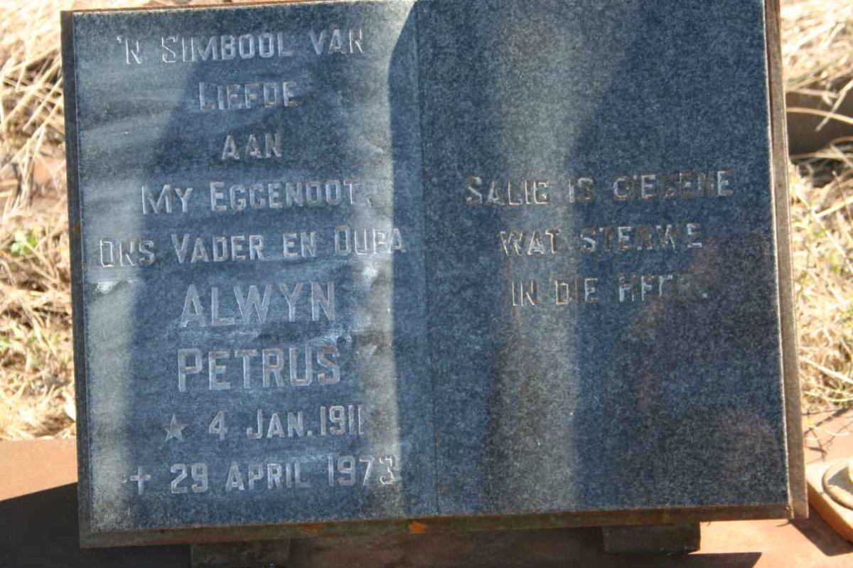 PREEZ Alwyn Petrus, du 1911-1973