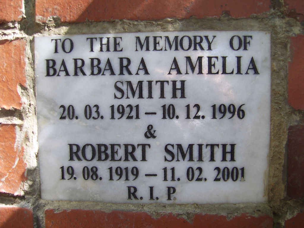 SMITH Robert 1919-2001 &amp; Barbara Amelia 1921-1996