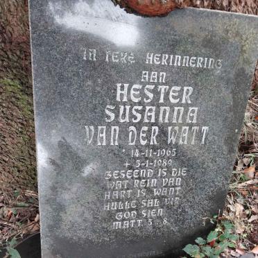 WATT Hester Susanna, van der 1965-1989