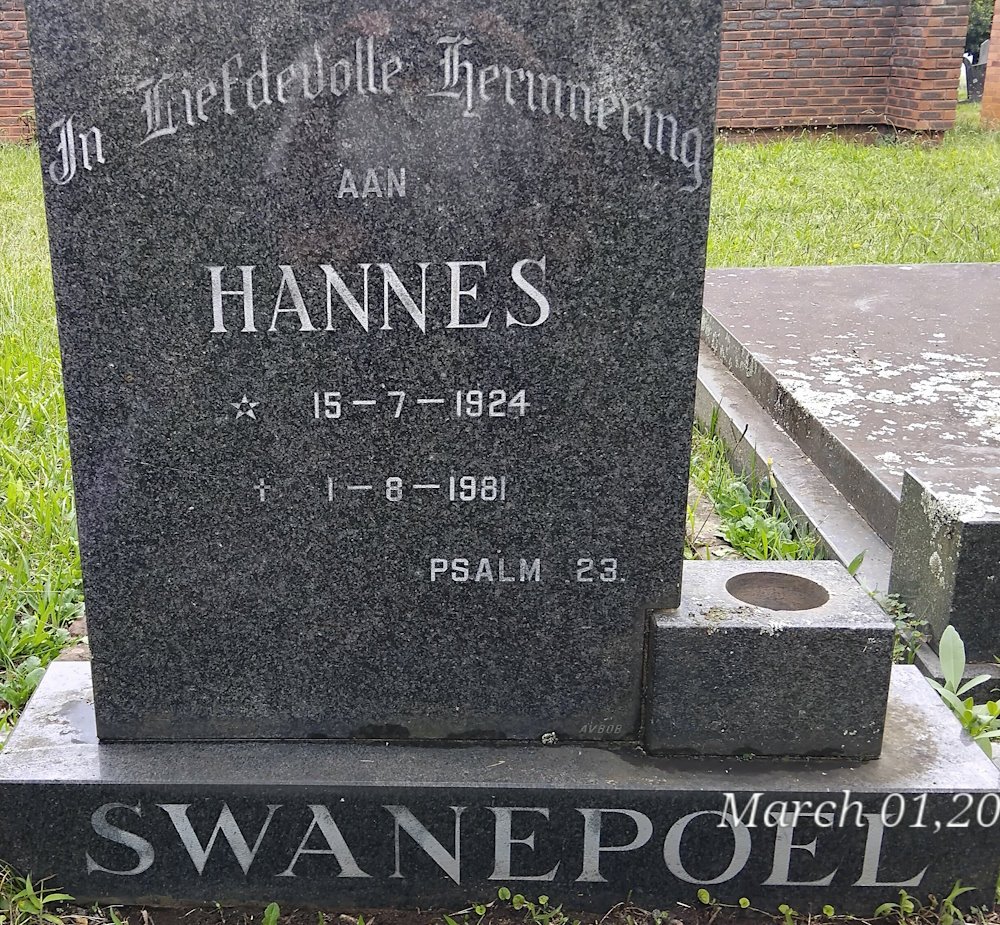 SWANEPOEL Hannes 1924-1981