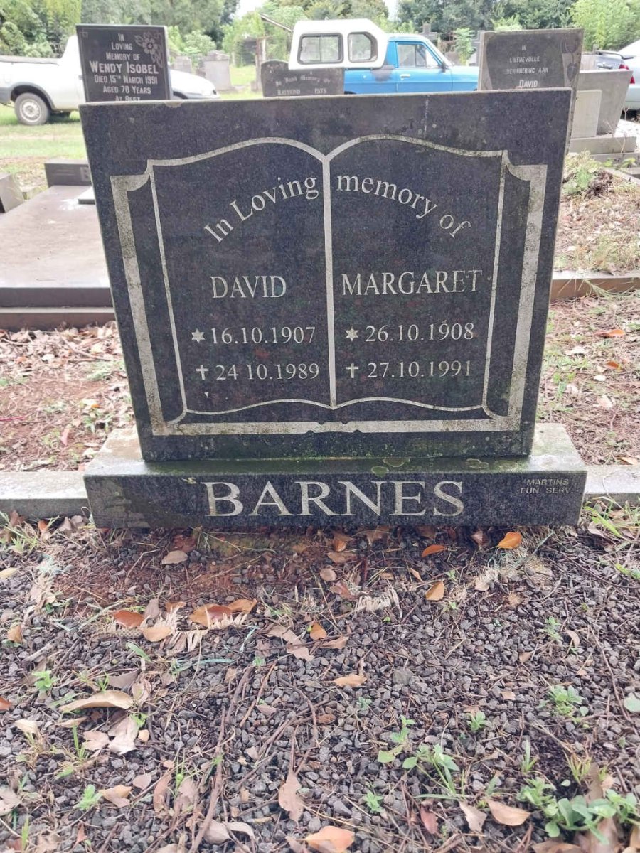 BARNES David 1907-1989 & Margaret 1908-1991