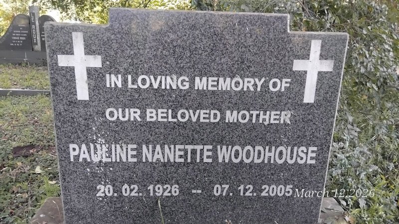 WOODHOUSE Pauline Nanette 1926-2005