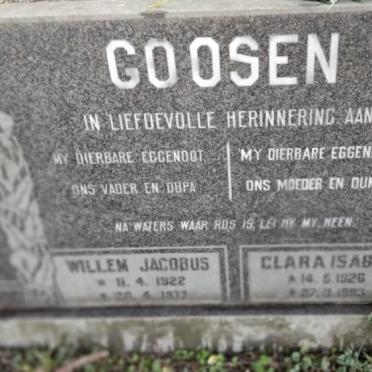 GOOSEN Willem Jacobus 1922-1977 & Clara Isabel 1926-1993