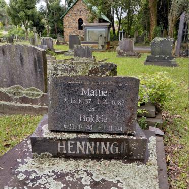 HENNING Mattie 1937-1987 & Bokkie 1940-1994