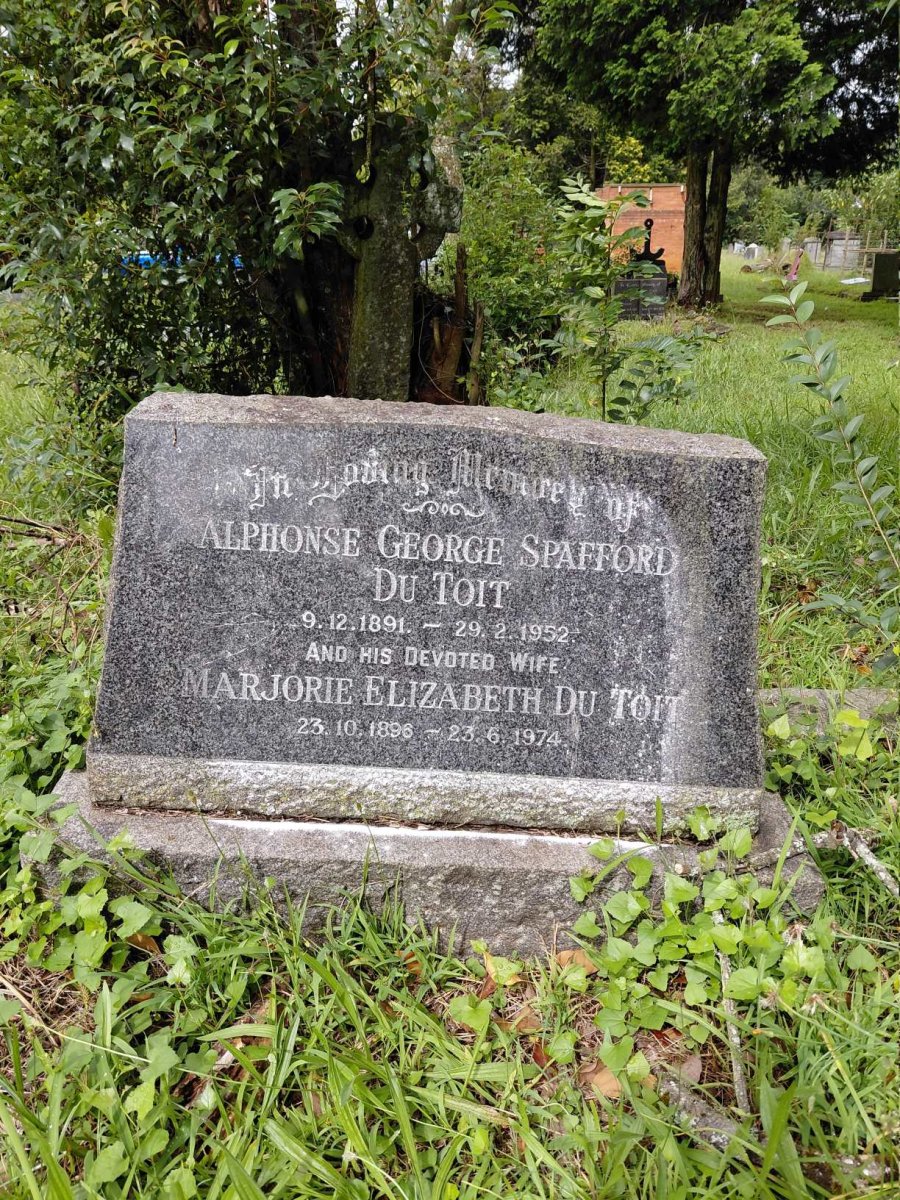 TOIT Alphonse George Spafford, du 1891-1952 & Marjorie Elizabeth 1896-1974