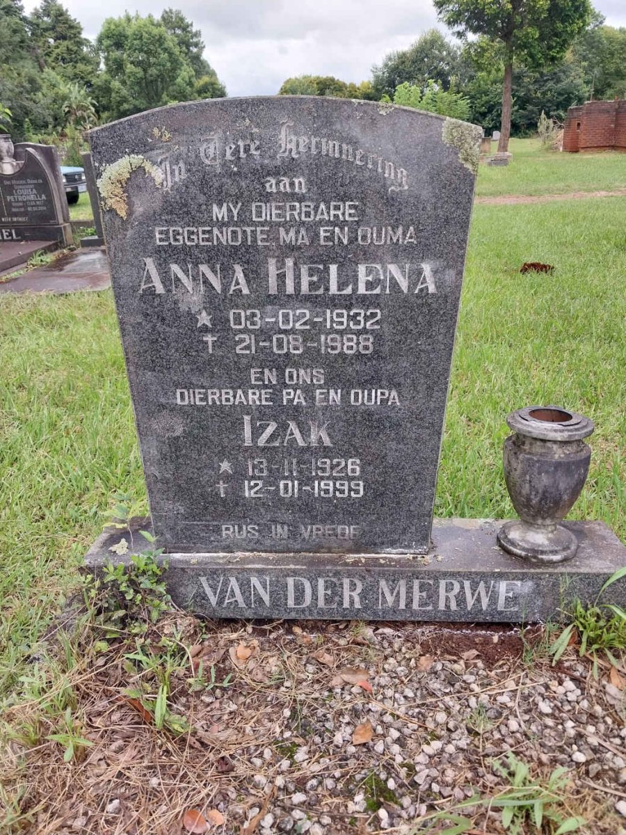 MERWE Izak, van der 1926-1999 & Anna Helena 1932-1988