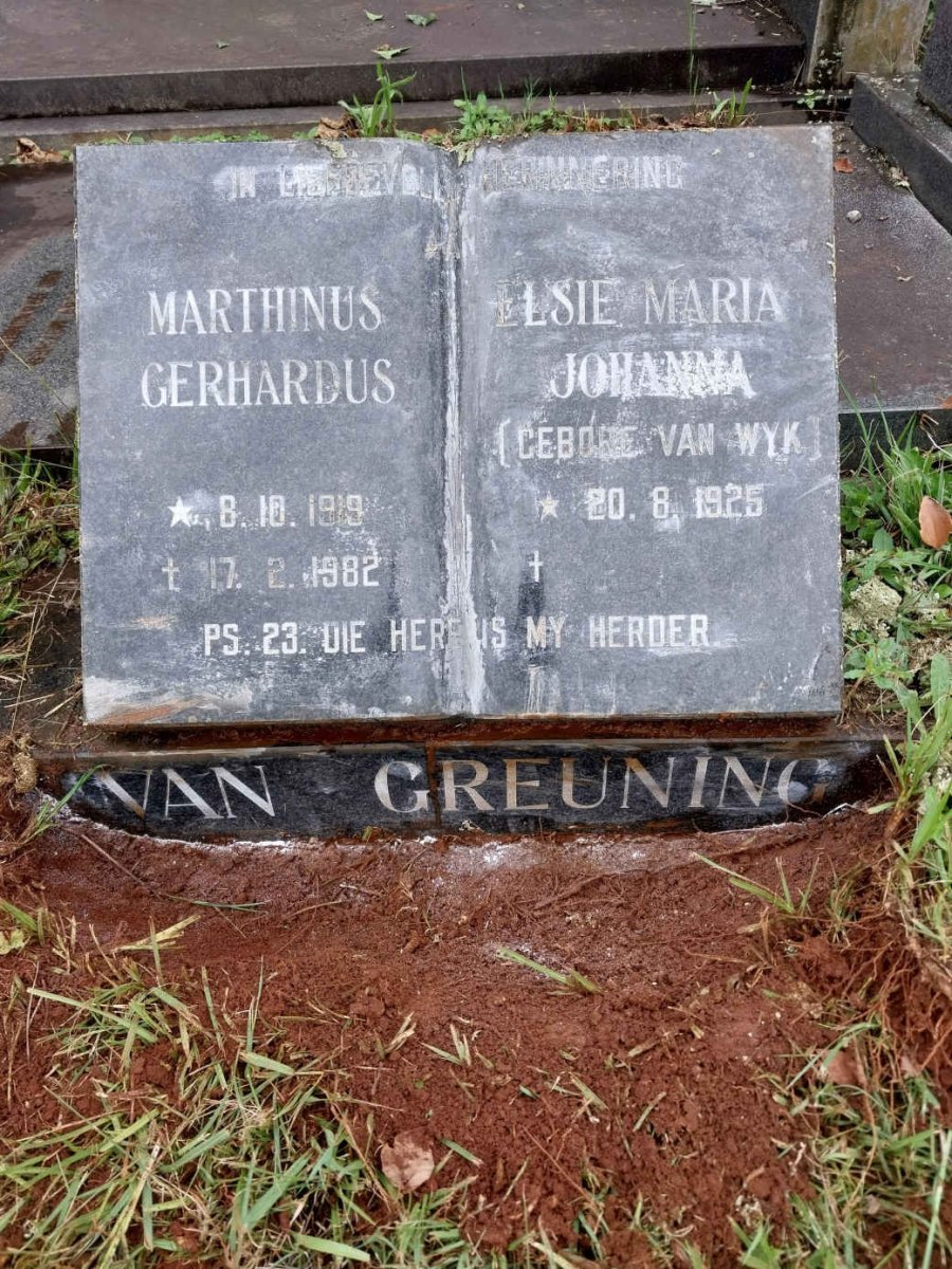 GREUNEN Marthinus Gerhardus, van 1919-1982 & Elsie Maria Johanna VAN WYK 1925-