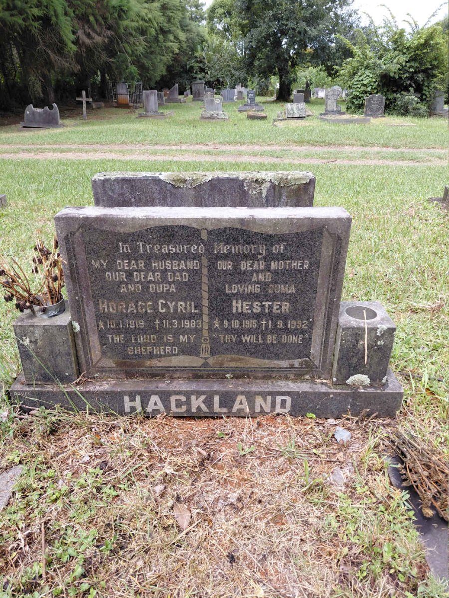 HACKLAND Horace Cyril 1919-1983 & Hester 1915-1992
