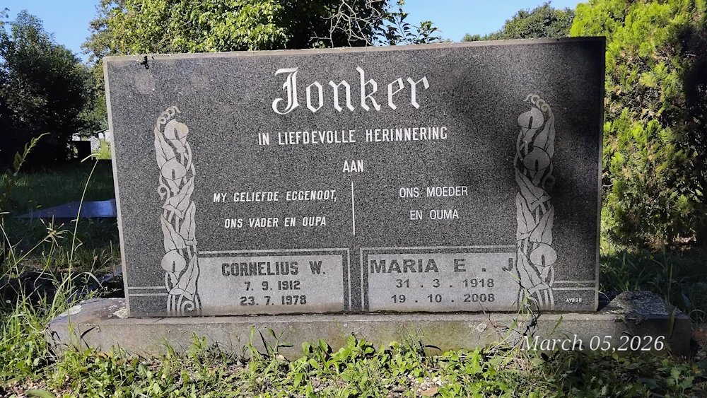 JONKER Cornelius W. 1912-1978 & Maria E.J. 1918-2008