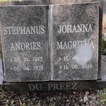 PREEZ Stephanus Andries, du 1927-1978 & Johanna Magritha 1931-2016