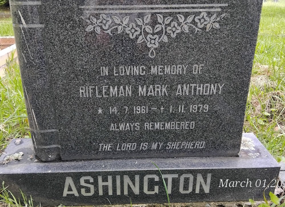 ASHINGTON Mark Anthony 1961-1979