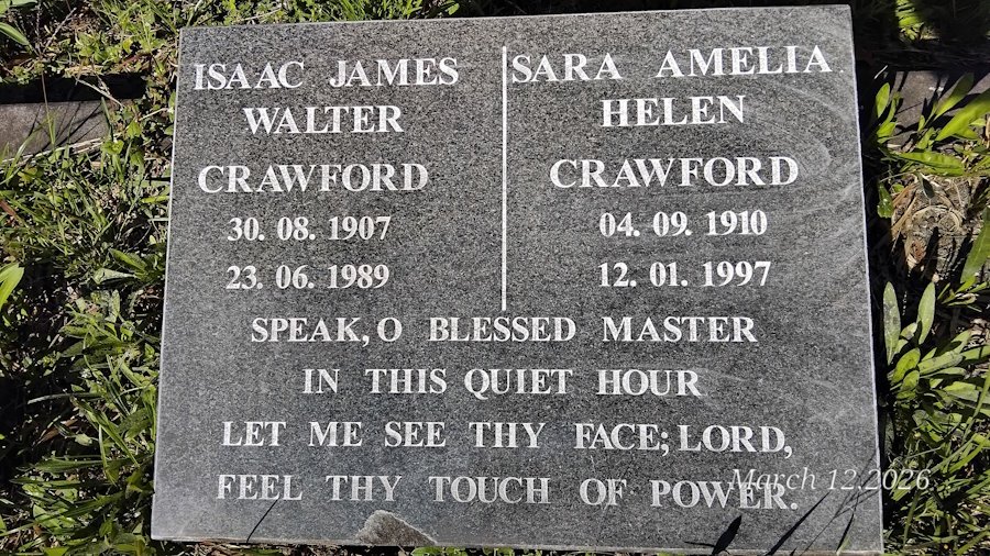 CRAWFORD Isaac James Walter 1907-1989 & Sara Amelia Helen 1910-1997