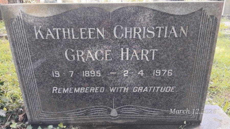 HART Kathleen Christian Grace 1895-1976