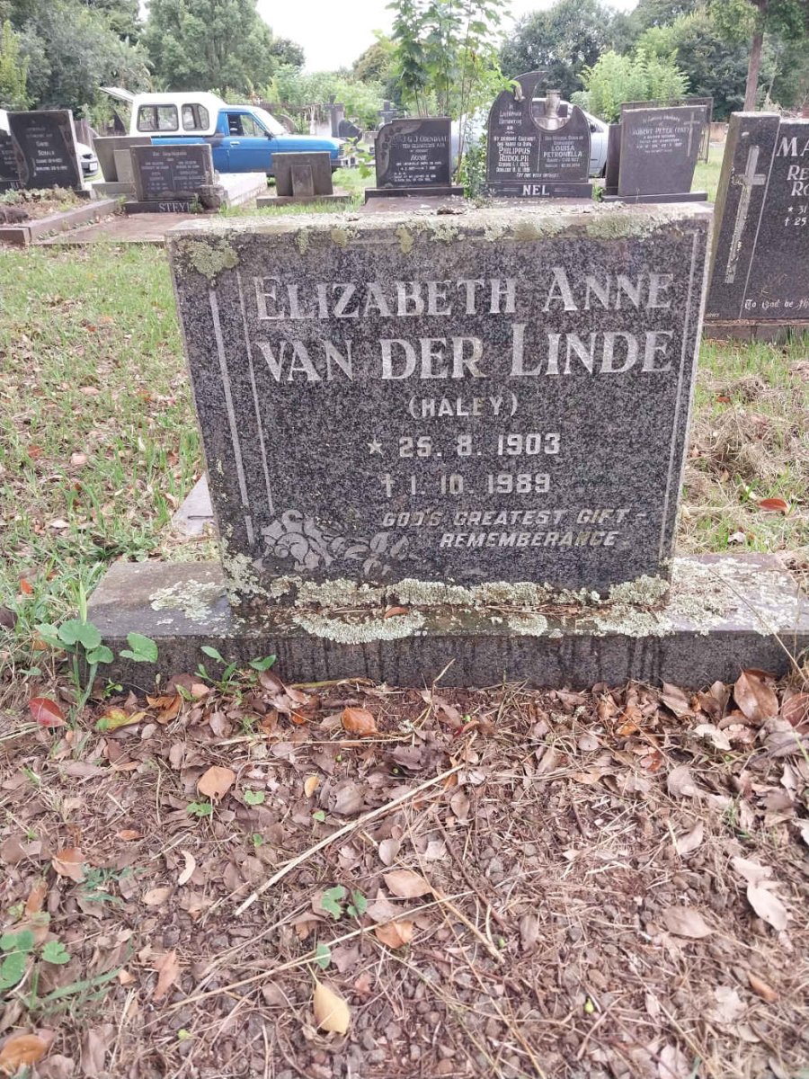 LINDE Elizabeth Anna, van der nee HALEY 1903-1989
